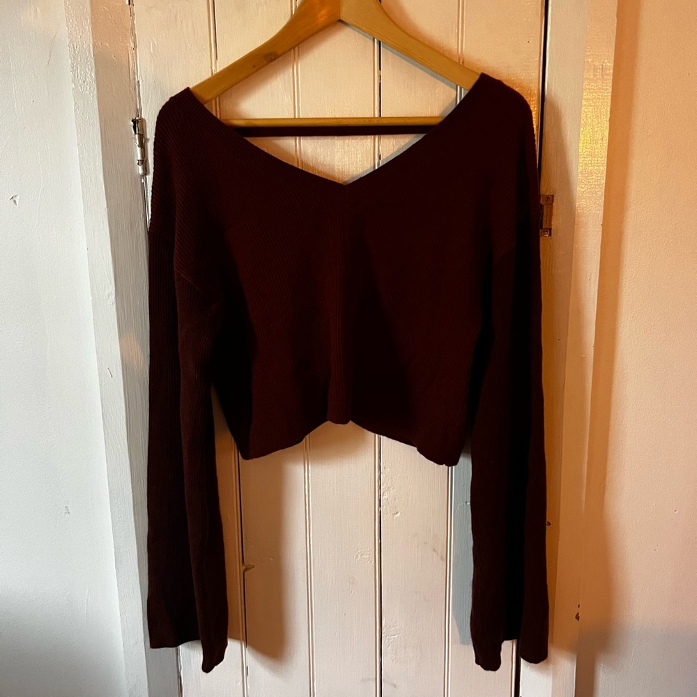FLX Cropped Burgundy Sweater